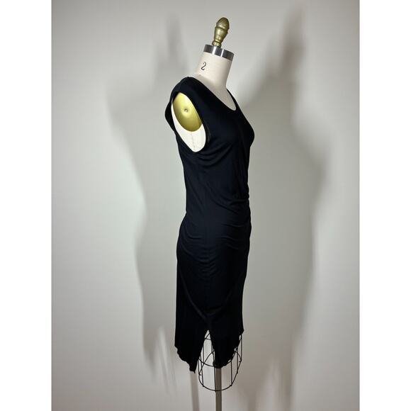 Allsaints Marilla Dress 8 Black Bodycon Ruched Thin Minimal Stretchy Gathered - Picture 6 of 16